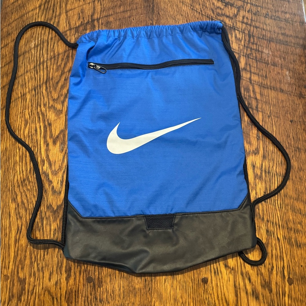 Nike Blue and Black Drawstring Backpack